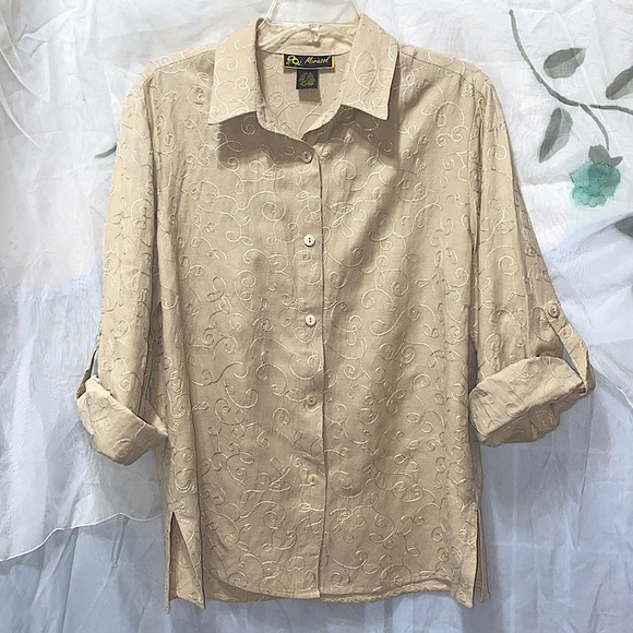 MIRASOL EMBROID. LINEN/RAYON BUTTON DWN SHIRT SZ M - Picture 12 of 14